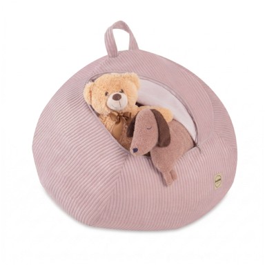 PLUSH NEST Torba za plišane igračke i dječji puf, premium kord, svijetlo roza