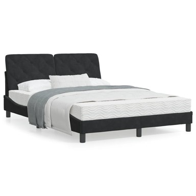 Krevet s madracem crni 140 x 190 cm baršunasti