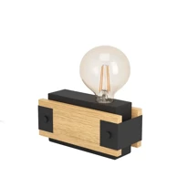 Stolna lampa Layham, E27, drvo/crna