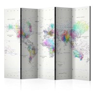 Sobna pregrada u 5 dijelova Room divider – White-colorful world map 225x172