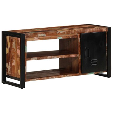 Klupa za cipele 100 x 40 x 50 cm masivno drvo obnovljeno, višebojno