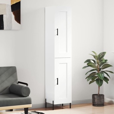 Visoka komoda bijeli 34,5x34x180 cm od konstruiranog drva