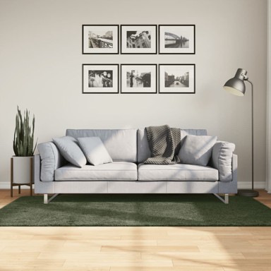 Tepih Huarte kratkih vlakana mekani i perivi zeleni 100x200 cm