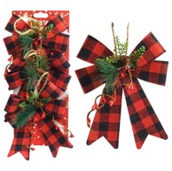 Božićna mašna 17 cm karo, crveno-crna