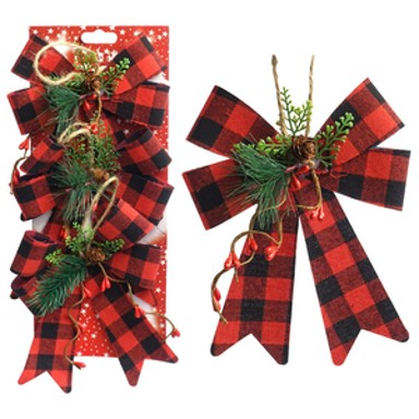 Božićna mašna 17 cm karo, crveno-crna