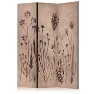 Paravan Biljni vintage stil, Nježno poljsko cvijeće na pozadini u tehnici vapnenog premaza, 135 x 172 cm