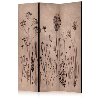 Paravan Biljni vintage stil, Nježno poljsko cvijeće na pozadini u tehnici vapnenog premaza, 135 x 172 cm