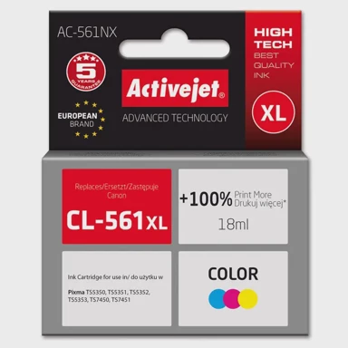 ACTIVEJET Tinta za pisač AC-561NX, zamjena za Canon CL-561XL, supreme, 18 ml, boja