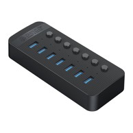 ORICO USB hub CT2U3-7AB, 7× USB-A 3.0, s prekidačima, crna