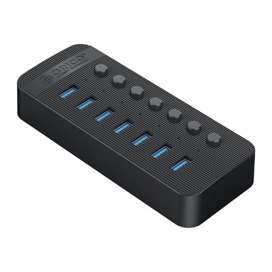 ORICO USB hub CT2U3-7AB, 7× USB-A 3.0, s prekidačima, crna