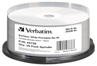 VERBATIM 1x25 BD-R Blu-Ray 25GB 6x Speed wide printable NO-ID