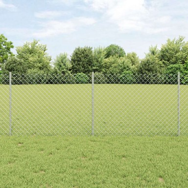 Ograda od lanca s 22 U postova 0.8x25 m čelik,srebrna