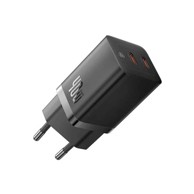BASEUS Zidni punjač CCGP180101, 2x Type C, GaN, brzo punjenje, 40W, crni