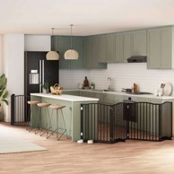 Vrata za pse s vratašcima 6 panela sklopiva 480 cm drvo topole 80 x 90 x 2 cm, crna