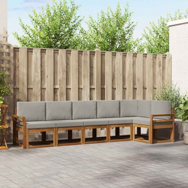 Set vanjskih sofa s jastukom 6-dijelni, prirodni i svjetlosivi