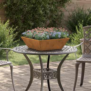 Metalna sadilica, čelična hrđa, 50x50x15 cm, dekorativni umetci