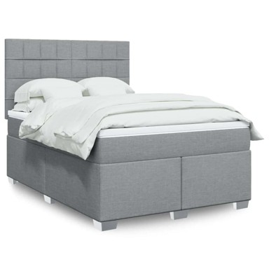 Box Spring krevet s madracem, svjetlosivi, 140x200 cm, blok s kvadratima