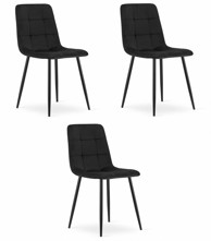 Set od 3 stolice, Kara, baršunaste crna