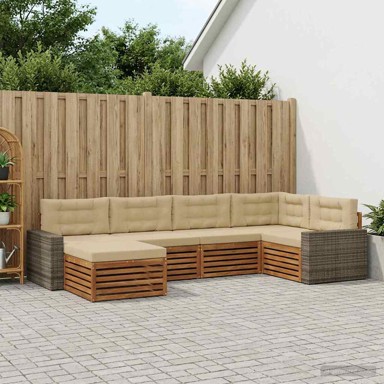 Set vanjskih sofa, 6-dijelni, s jastucima, prirodni i bež