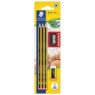 STAEDTLER Grafitna olovka Noris, 120 SBK3P1, HB, 3 kom, s gumicom, sa šiljilom