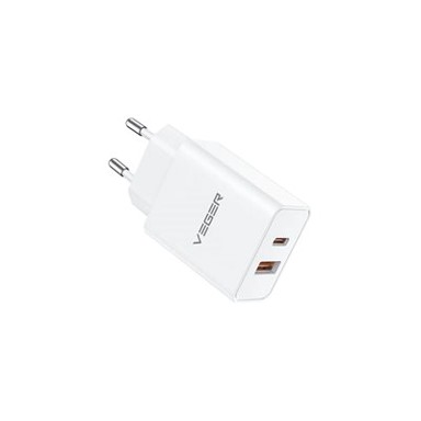 VEGER Kućni punjač VLS302U, bijeli, USB-A, USB-C, QC3.0