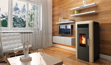 ALFA-PLAM Peć na pelete COMMO 21 ETAŽ, za centralno grijanje, bež