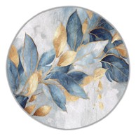 MILA HOME Plavi/u zlatnoj boji perivi okrugao tepih ø 80 cm Golden Leaves