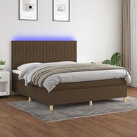 Krevet box spring s madracem LED tamnosmeđi 160x200 cm tkanina