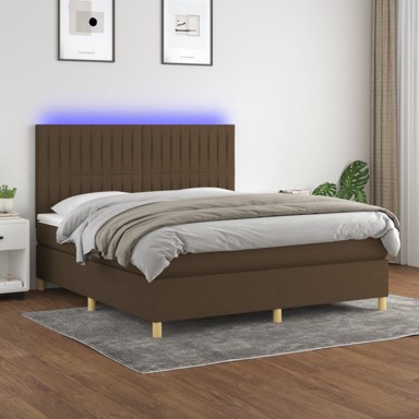 Krevet box spring s madracem LED tamnosmeđi 160x200 cm tkanina