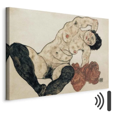 Slika Egon Schiele – Liegender Akt mit gelbem Handtuch, 60x40 cm, akustična