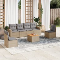 7-dijelni set vrtnih sofa s jastucima bež od poliratana