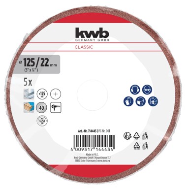 KWB Brusni papir za kutnu brusilicu 125 mm, G40, 5/1
