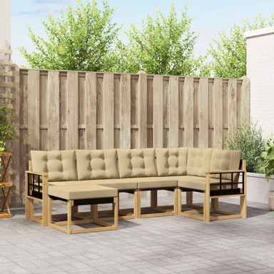 Set vanjskih sofa 6-dijelni s jastukom, bijela/bež