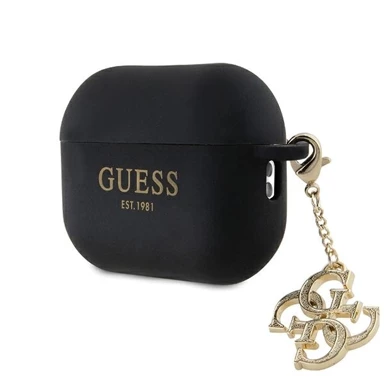 GUESS Futrola Liquid Silicone Glitter Triangle Charm, za AirPods Pro 2, crna