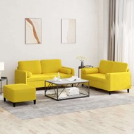 Set sofa 3-dijelni s jastucima i tabureom, žuta