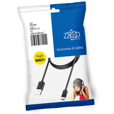 ZED Kabel USB-A na USB micro type C 1 m, crni