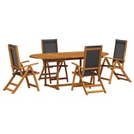 Vrtni blagovaonski set, 7 kom, drvo bagrema i tekstilen