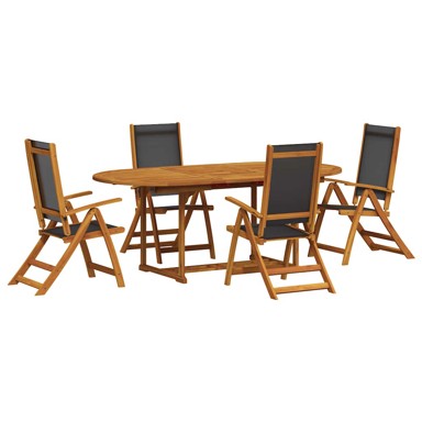 Vrtni blagovaonski set, 7 kom, drvo bagrema i tekstilen
