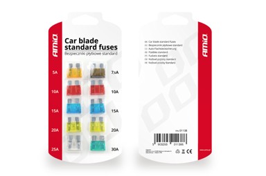 AMIO Set Standardnih auto osigurača, MIX, blister 10 kom, višebojni