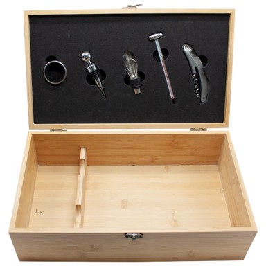 Set kutija za vino za 2 boce i pribor 4 dijela, bambus kutija