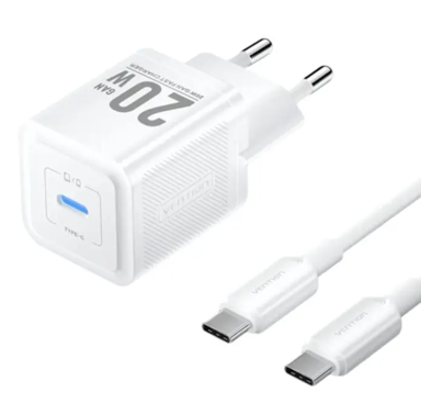 VENTION Punjač VEN-TZ-FEPW0-EU-01, USB-C, 20W, s kabelom 1 m, bijeli