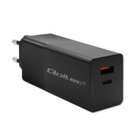 QOLTEC Punjač 52382 GaN, 1xUSB type C, 1xUSB A, 100W, 1.5-5A, PD, crni