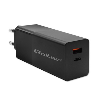 QOLTEC Punjač 52382 GaN, 1xUSB type C, 1xUSB A, 100W, 1.5-5A, PD, crni