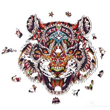 Drvene puzzle KP21877, Šareni tigar, veličina M