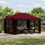 Gazebo, 4 x 3 m, poliester i čelik 190, bez bočnog zida, tamno crvena