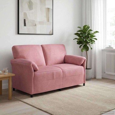 Sofa za dvije osobe, 2-sjed, 140 cm, 158x83x95 cm, baršun, ružičasta