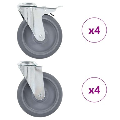Kotačići okretni s otvorom za vijak, 125 mm, 8 kom