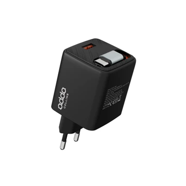 ADDA Punjač CH-011-BK, zidni, Type C ulaz s integriranim Type C kabelom, 30W, GaN tehnologija, crni
