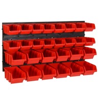 Aluminijske 30-dijelni set polica za radionicu, crveno-crni, 77 x 39 cm, PP