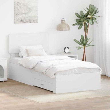 Okvir za krevet 90 x 190 cm konstruirano drvo, bijeli